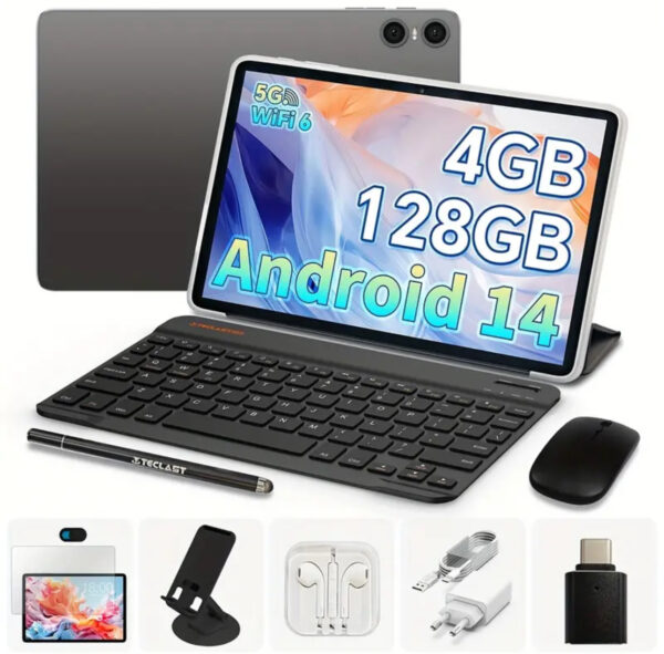 Tablet Teclast P30T 2024 mais recente Android 14 10.1 polegadas, 4GB RAM+128GB ROM com Tablet PC expansível de 1TB, 2 em 1 Tablets com teclado, capa Teclast, película protetora, rato sem fios, auscultadores, bateria de 6000mAh, ecrã de visualização IPS 1280x800 - Image 2